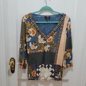 Multicolor V-Neck Hale Bob Women's Top